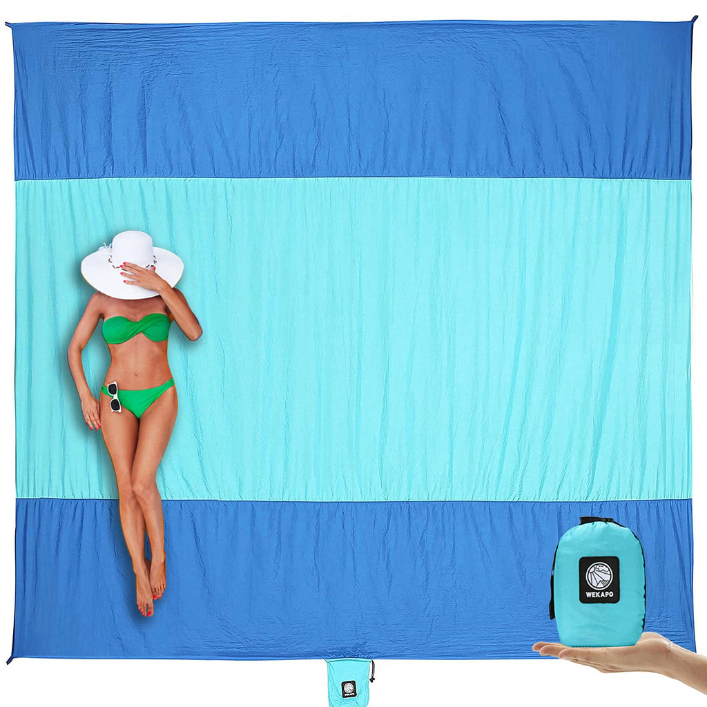 Wekapo Beach Blanket Sandproof, Extra Large Oversized 10'X 9' For 2-8 Adults, Big & Compact Sand Free Mat Quick Drying, Lightwei