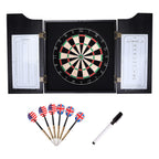 Gse Professional Solid Wood Classic Dartboard Cabinet With Sisal/Bristle Dartboard, Dart Scoreboard, And 6 Steel Tip Darts, Easy