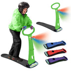Geospace Original Winter Fun Ski Skooter Sled With Single Led Light: Fold-Up Portable Snowboard Kick-Scooter Sled For Use On Sno