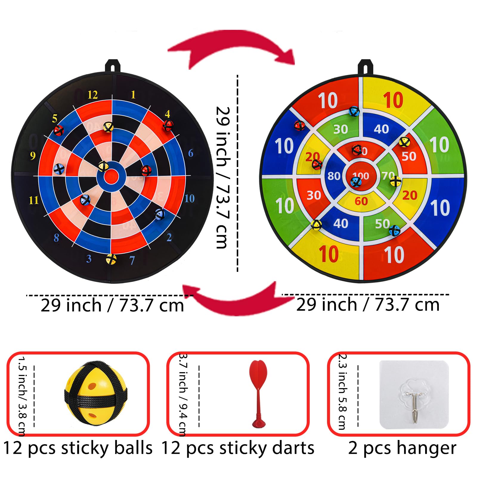 29'' Dart Board With Balls For Kids Gifts Toys For Boys Kids Age 8-12, Kids Dart Board Game With Sticky Balls Board Games For Ki
