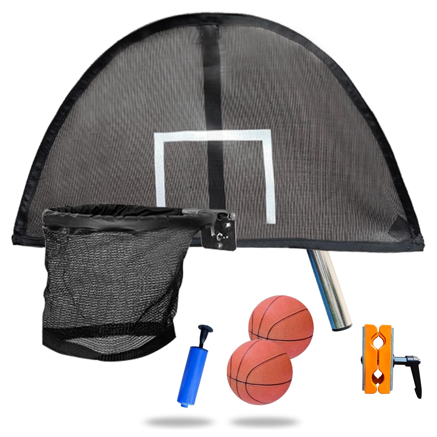Trampoline Basketball Hoop, Lightweight Universal Board With 2 Pcs Mini Basketball And Pump, Easy To Assemble Fit For Curved Pol