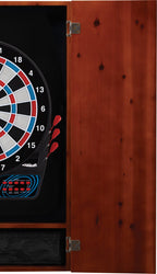 Viper Metropolitan Solid Wood Cabinet & Electronic Dartboard Ready-To-Play Bundle: Standard Set (777 Dartboard), Cinnamon Finish