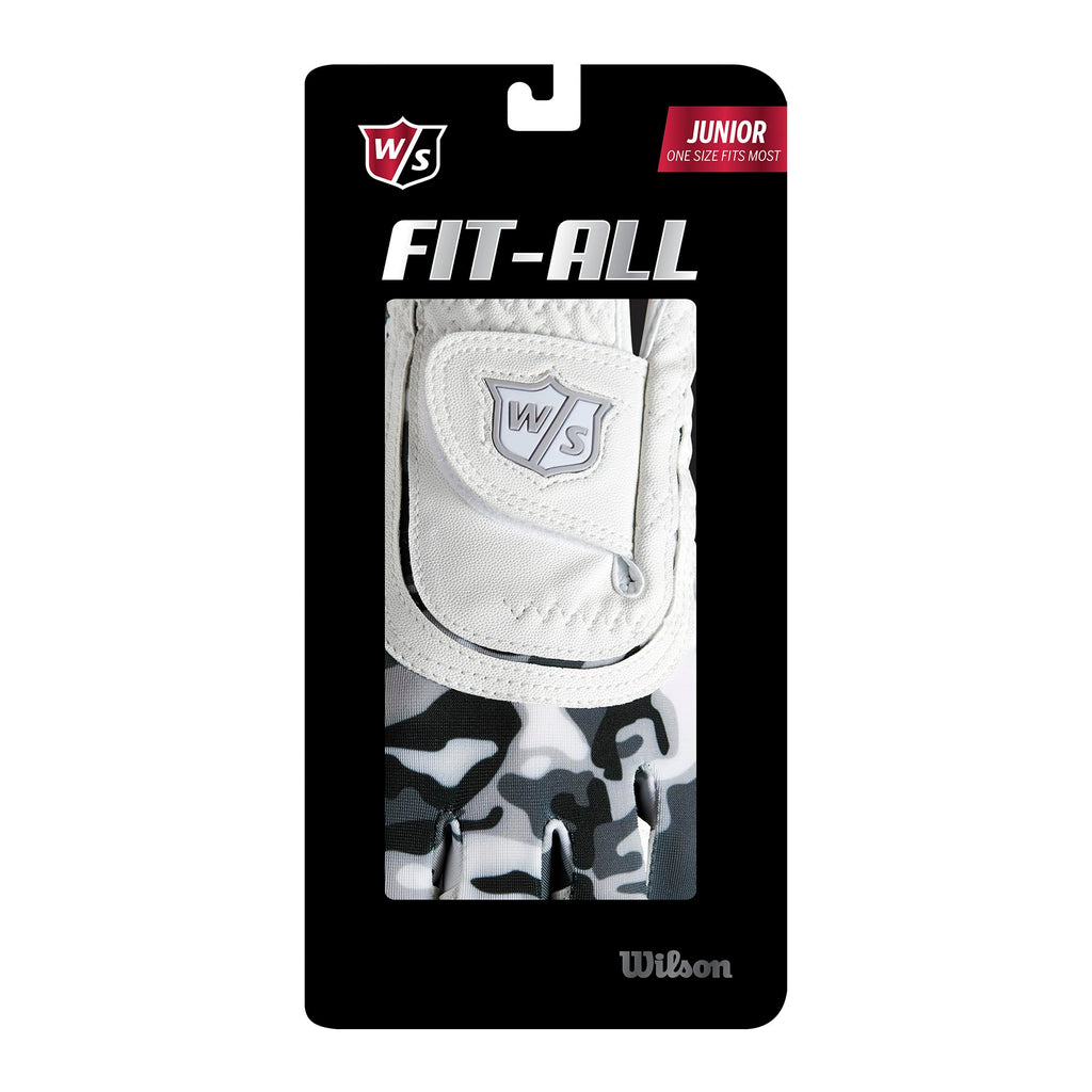 Wilson Junior Fit All Golf Glove - One Size, Left Hand, Black/White Camo