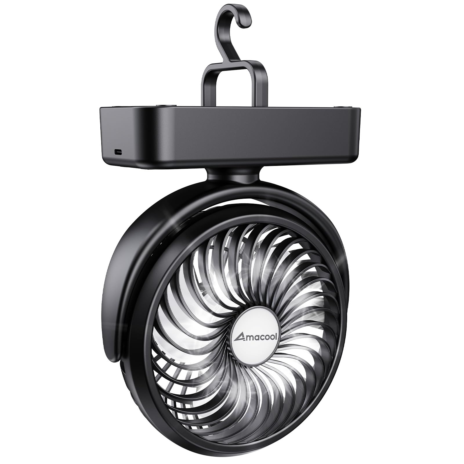 Portable Camping Fan with LED Lantern- 40H Work Time Rechargeable Battery Operated Fan with Hanging Hook for Tent Car RV Hurrica