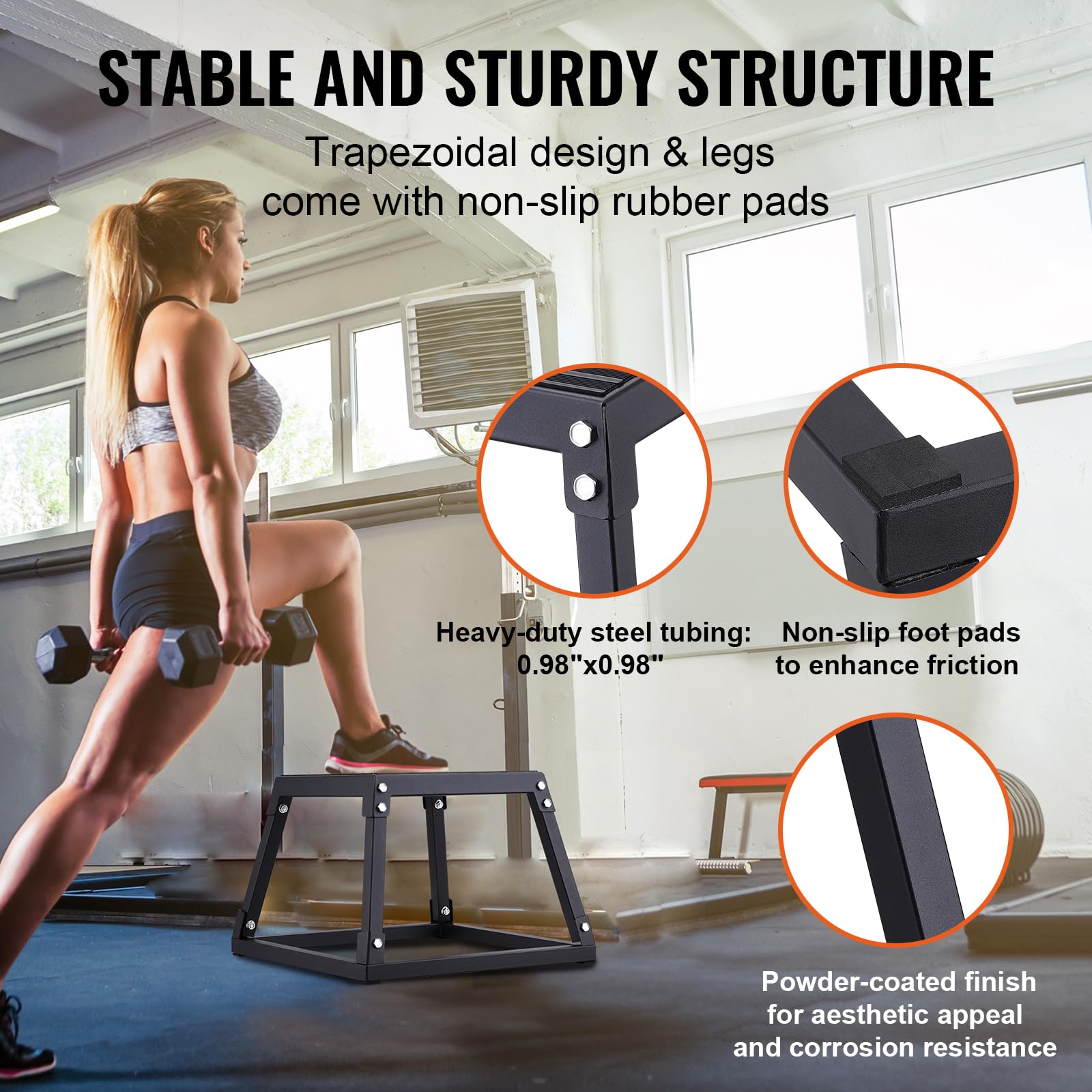 Vevor Plyometric Jump Box, 12 Inch Plyo Box, Steel Plyometric Platform And Jumping Agility Box, Anti-Slip Fitness Exercise Step