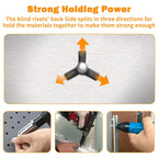 3/16'' Long Grip Tri-Grip Kayak Rivets Tri-Fold Tri Bulb Mounting Rivet With Waterproof O Rings For Deep Water Installing Kayak