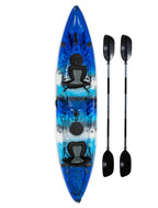 Bkc Tk219 12.2' Tandem Fishing Kayak W/Soft Padded Seats, Paddles,6 Rod Holders Included 2-3 Person Angler Kayak (Blue)