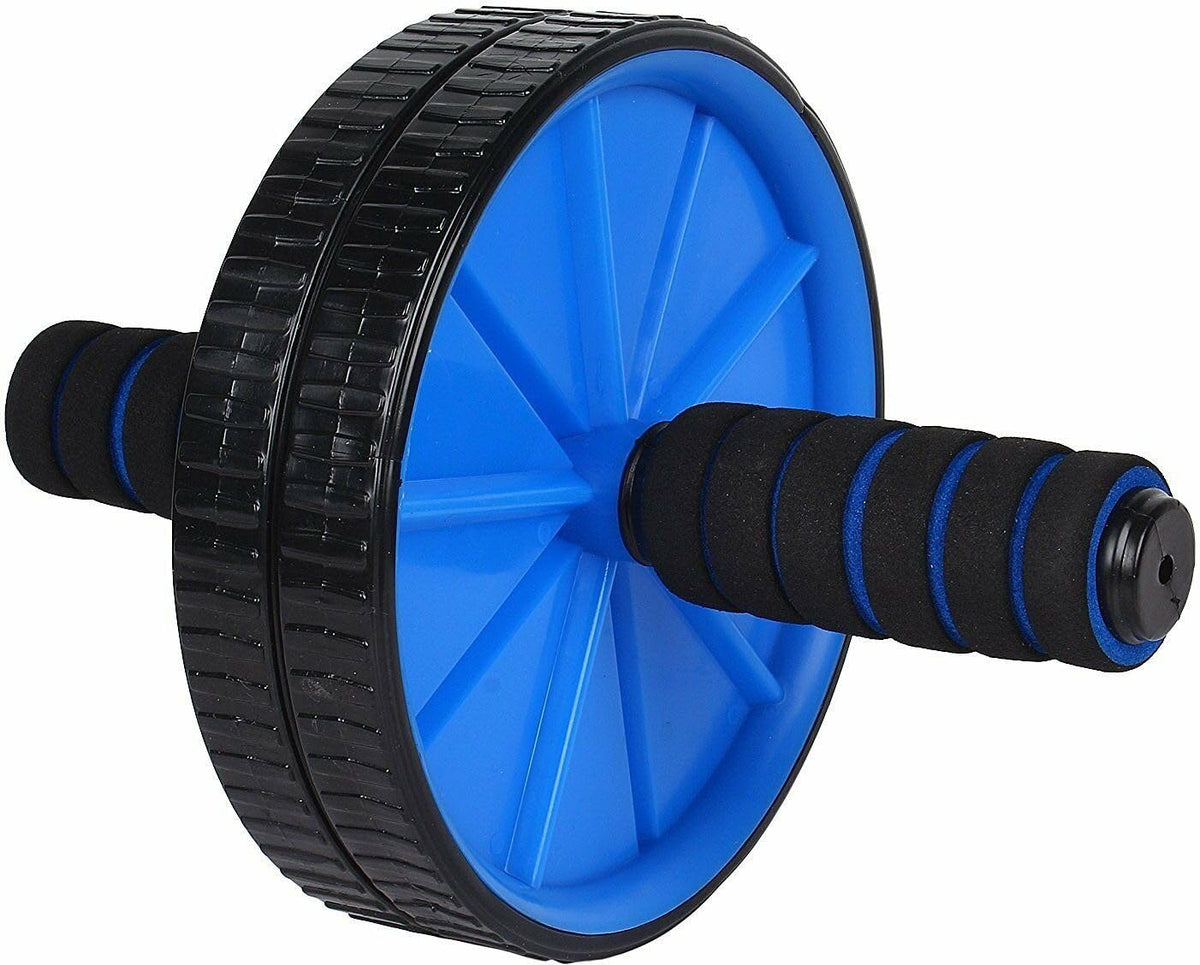 Dinetic Ab Wheel Roller with Mat Ab Exerciser (Black, Blue)