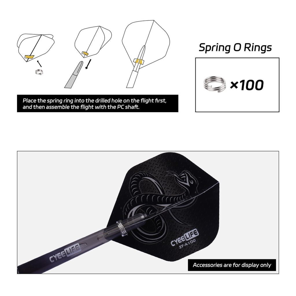 Cyeelife Dart Accessory: Flight Hole Punch Tool With 100 Spring Rings (Steel And Soft Tip Darts) (Black)