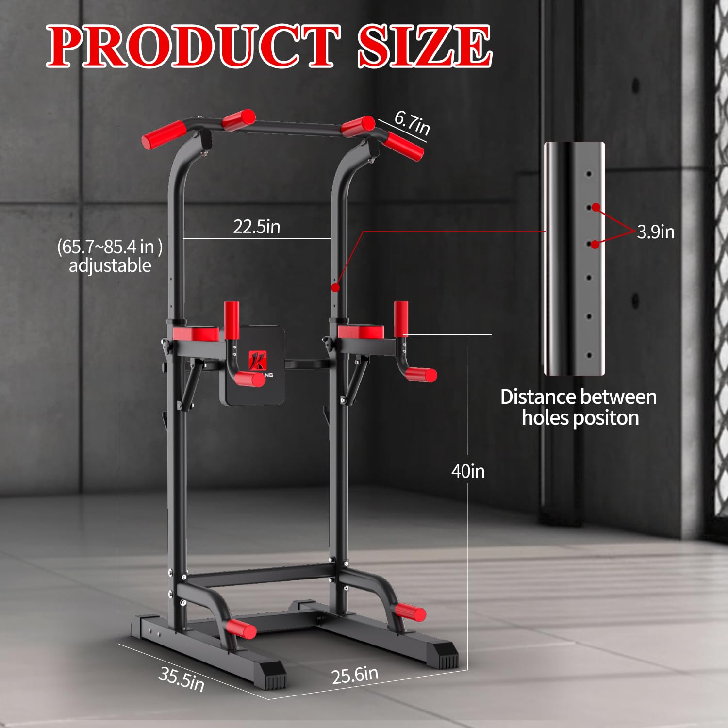 Power Tower Dip Station, Pull Up Bar Station & Multi-Function Gym Equipment For Home Strength Training Adujustable Height Up To