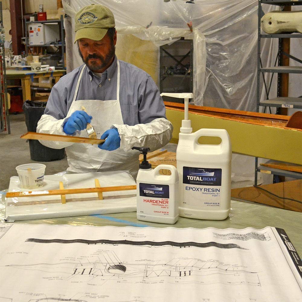 Totalboat 5:1 Epoxy Resin Kit (Gallon, Slow Hardener), Marine Grade Epoxy For Fiberglass And Wood Boat Building And Repair