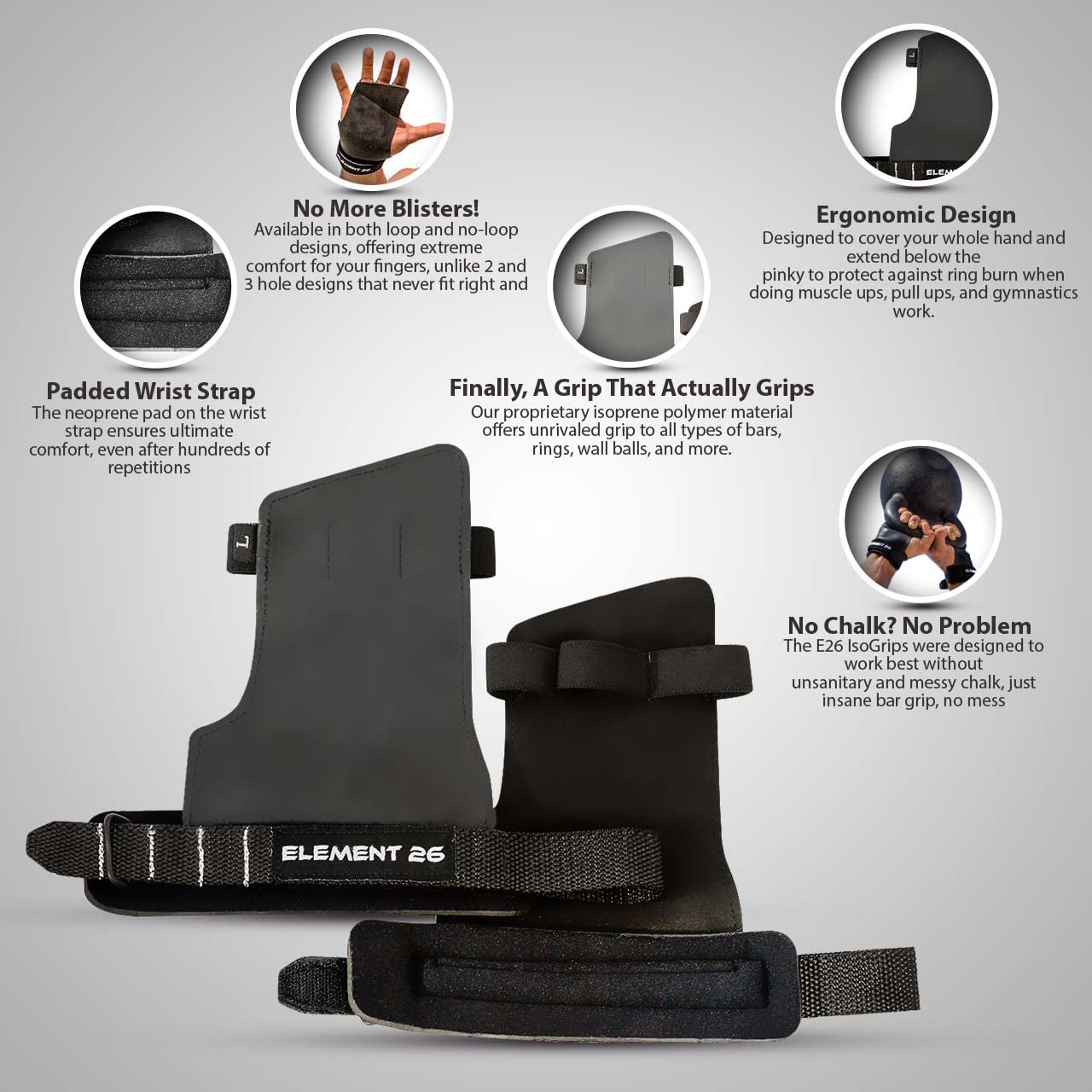 Element 26 Hand Grips For Wods, Gymnastics, Weight Lifting, And Cross Training Gloves - Tactical Grips For Men And Women (Medium