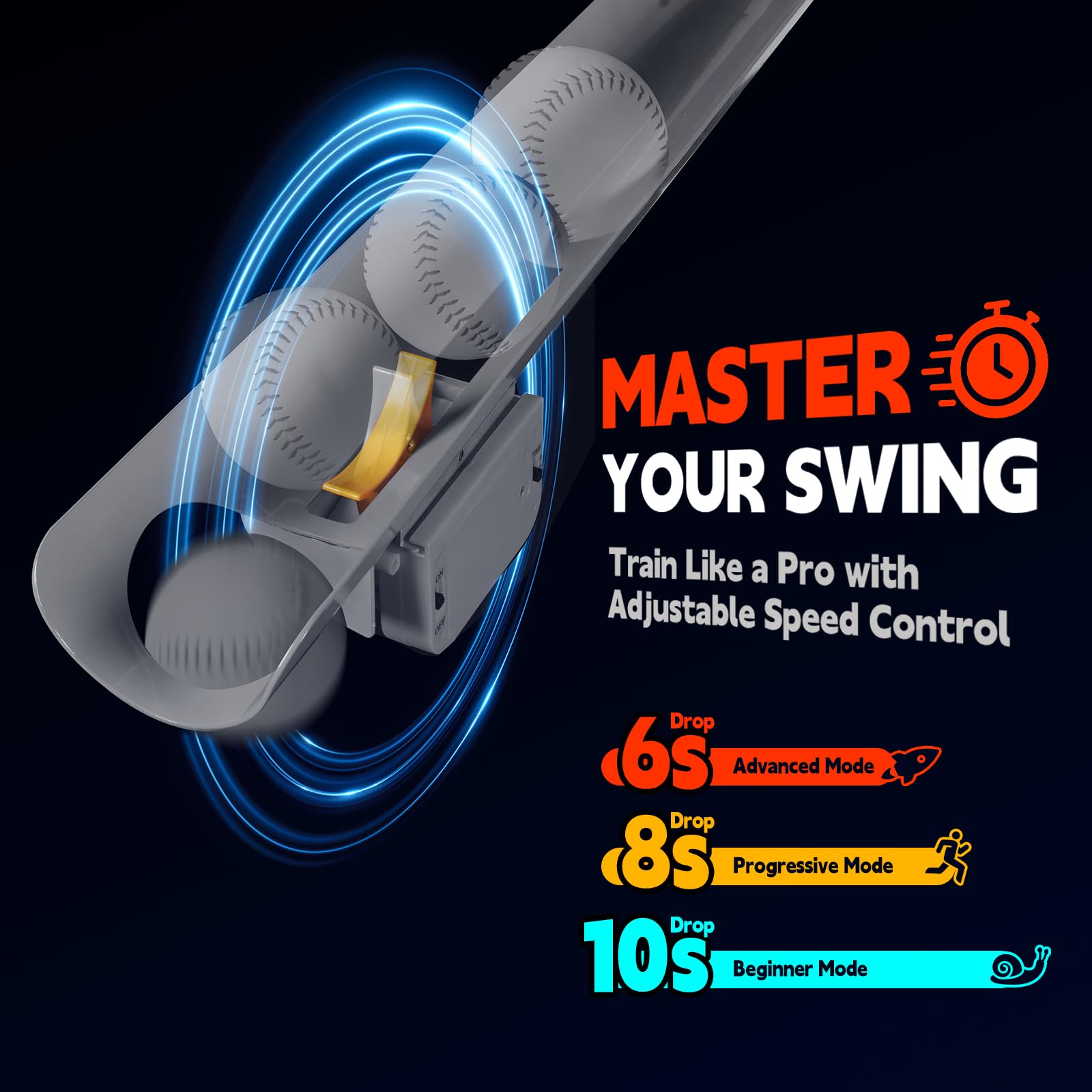 Spoynal Baseball Auto Soft Toss Trainer With Rebound Net - Adjustable Height 52 ''-72 '', 8-Ball Capacity, 6/8/10S Auto-Drop, Re