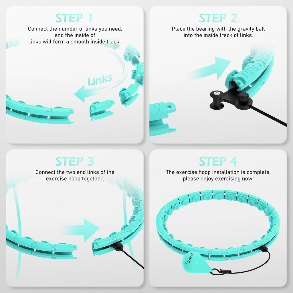 JLoibao Weighted Hula Circle with 26/32 Links(56-66 Inch) for Adults Weight Loss, Infinity Fitness Hoop Plus Size, for Women Sma