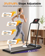 Rjop Walking Pad Treadmill With 8% Adjustable Incline And Removable Handle Bar, Compact Under Desk Treadmills For Home Small Wit