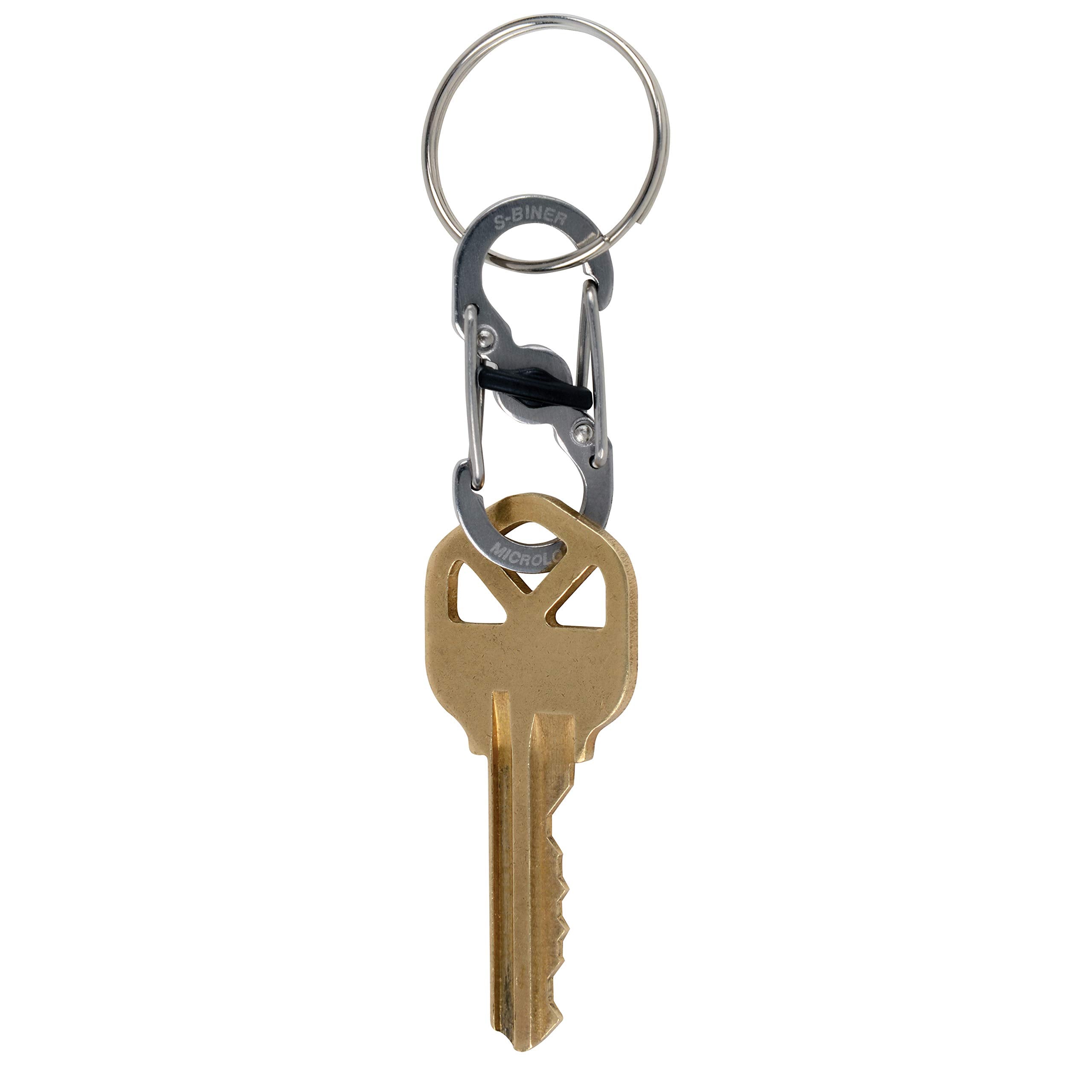 Nite Ize S-Biner Microlock, Locking Key Holder, Stainless-Steel 2-Pack