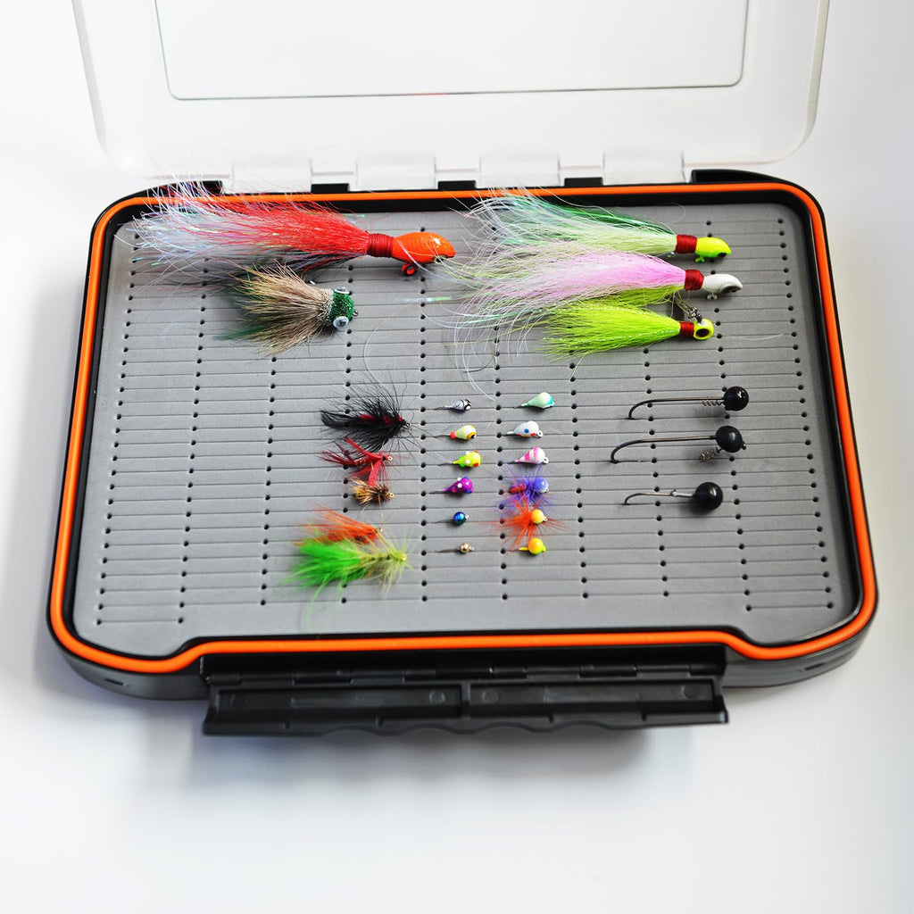 Alichino Fly Box For Fly Files Ice Jig Box Two Sided Waterproof Fly Fishing Box For Nymphs And Streamers (Grey Foam Insert C, Ex