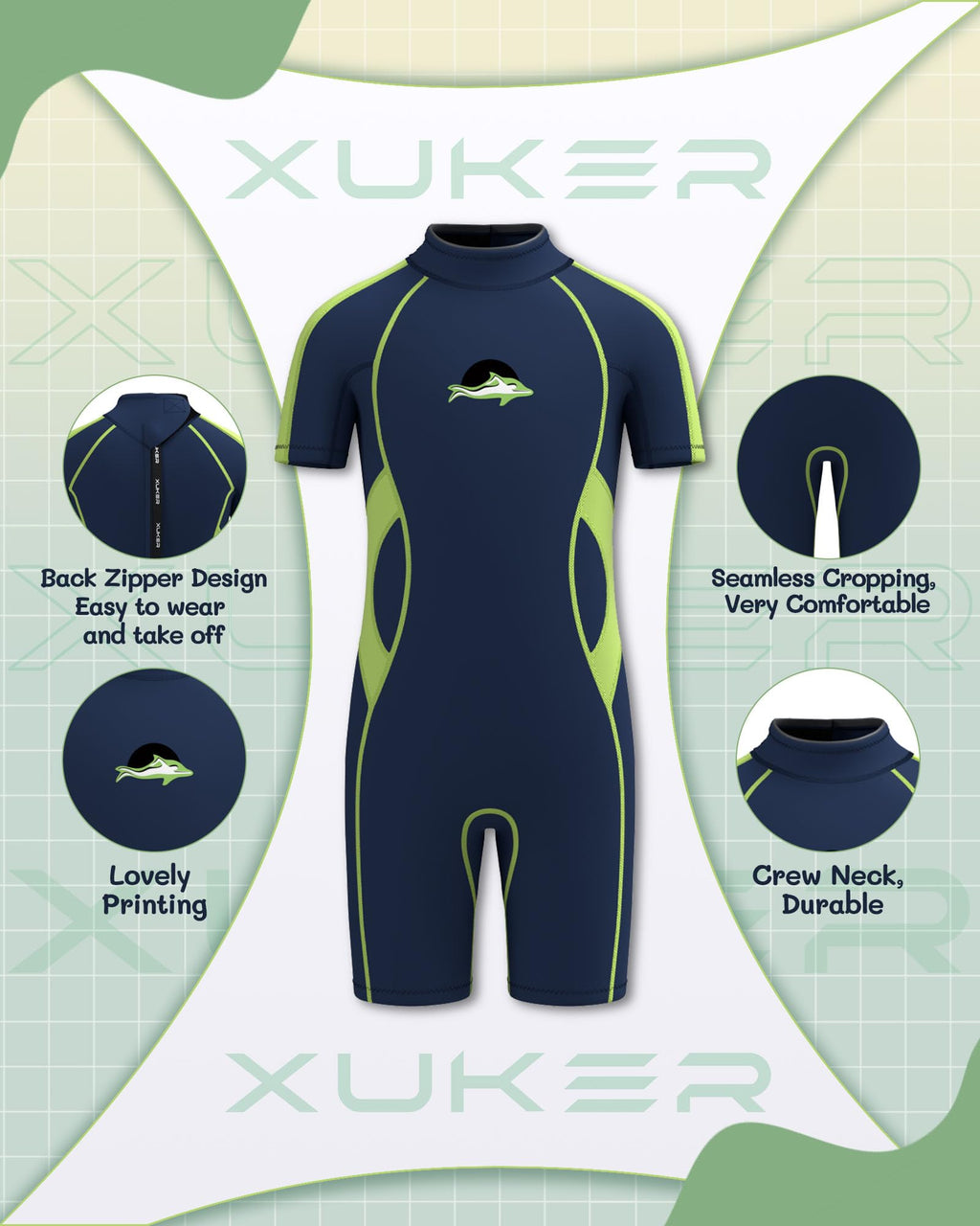 Xuker Kids Wetsuit For Boys Girls Youth 3Mm Neoprene Back Zip Shorty Wet Suit Thermal Wetsuits For Teens Scuba Dive Swimming