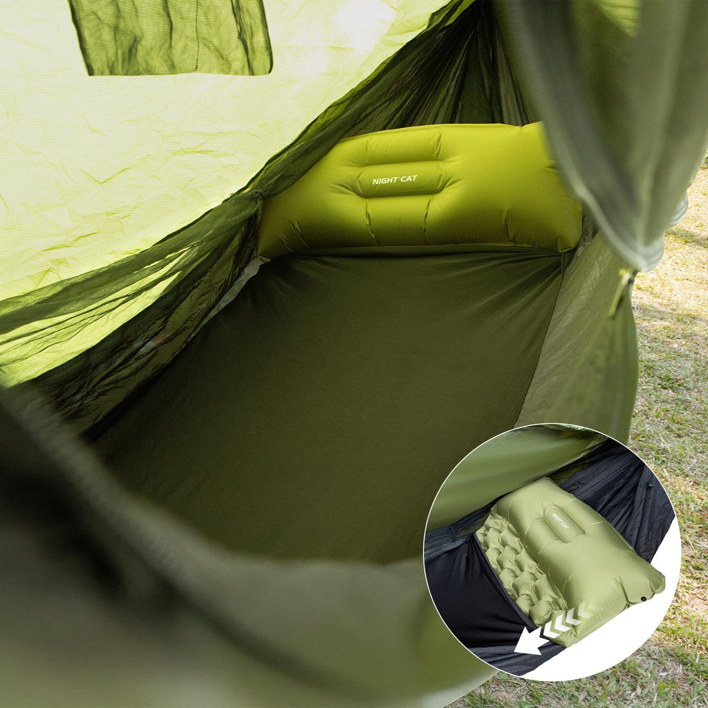 Night Cat Camping Hammock Tent: Lightweight Portable 4 In 1 Hammock With Rain Tarp And Mosquito Net For Hiking Jungle Outdoor Gr
