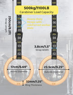 Ghb Gymnastic Rings Wooden Gym Rings 1.25'' Olympic Rings Adjustable Numbered Straps Pull Up Rings Sets For Workout Bodyweight F