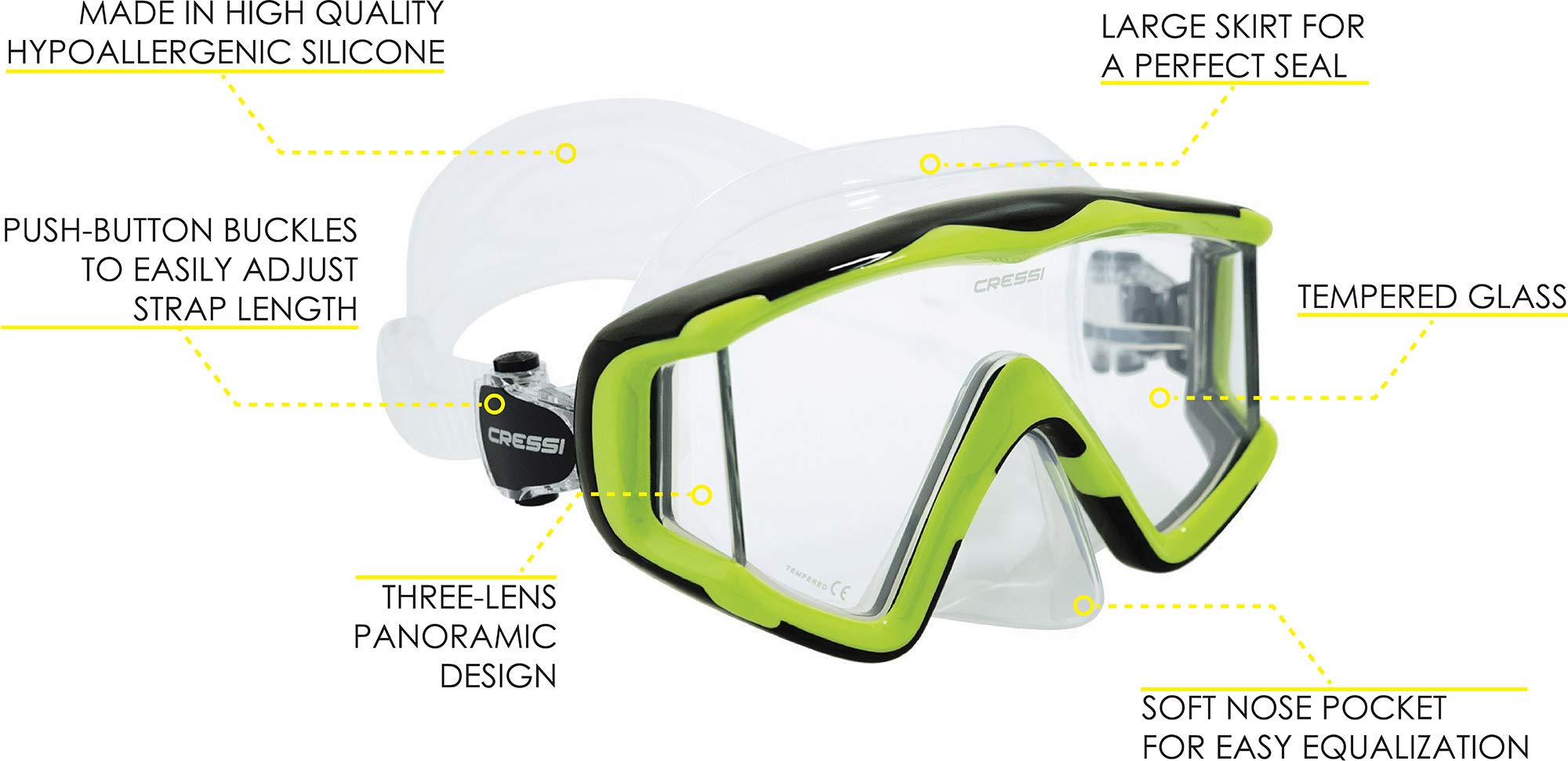 Cressi Pano 3, Clear/Lime