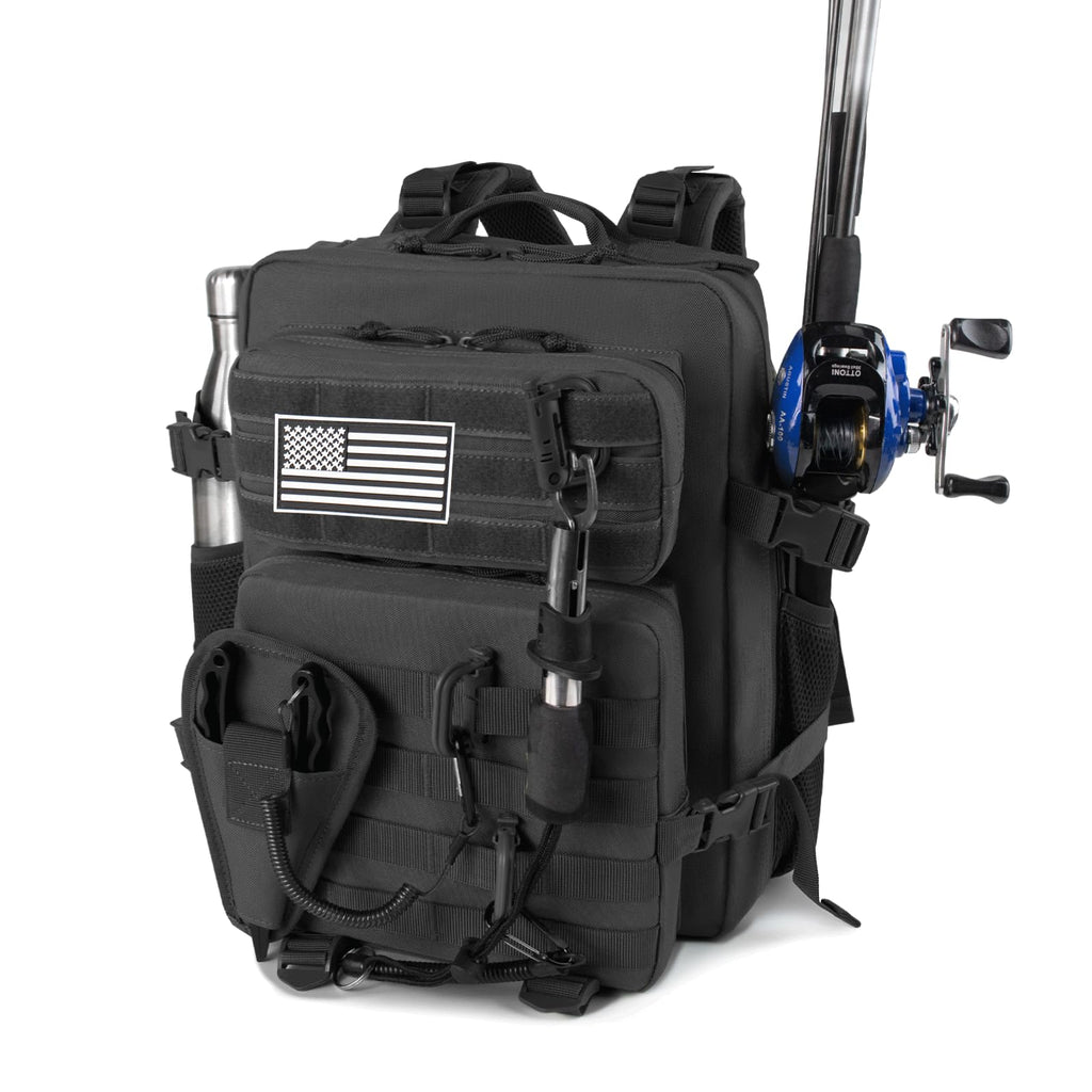 Rogjuk Small Tactical Fishing Tackle Backpack With Removable Plier Holder & Rod Holders Storage Fishing Gear And Equipment Tackl
