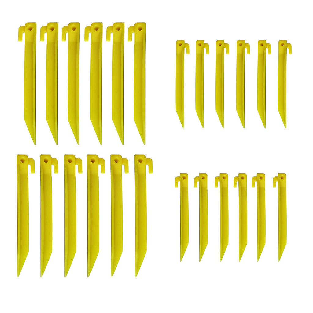 24Pcs Durable Tent Pegs Plastic Spike Hook Awning Camping Caravan Visual Marker,12X 6Inch + 12X 9Inch