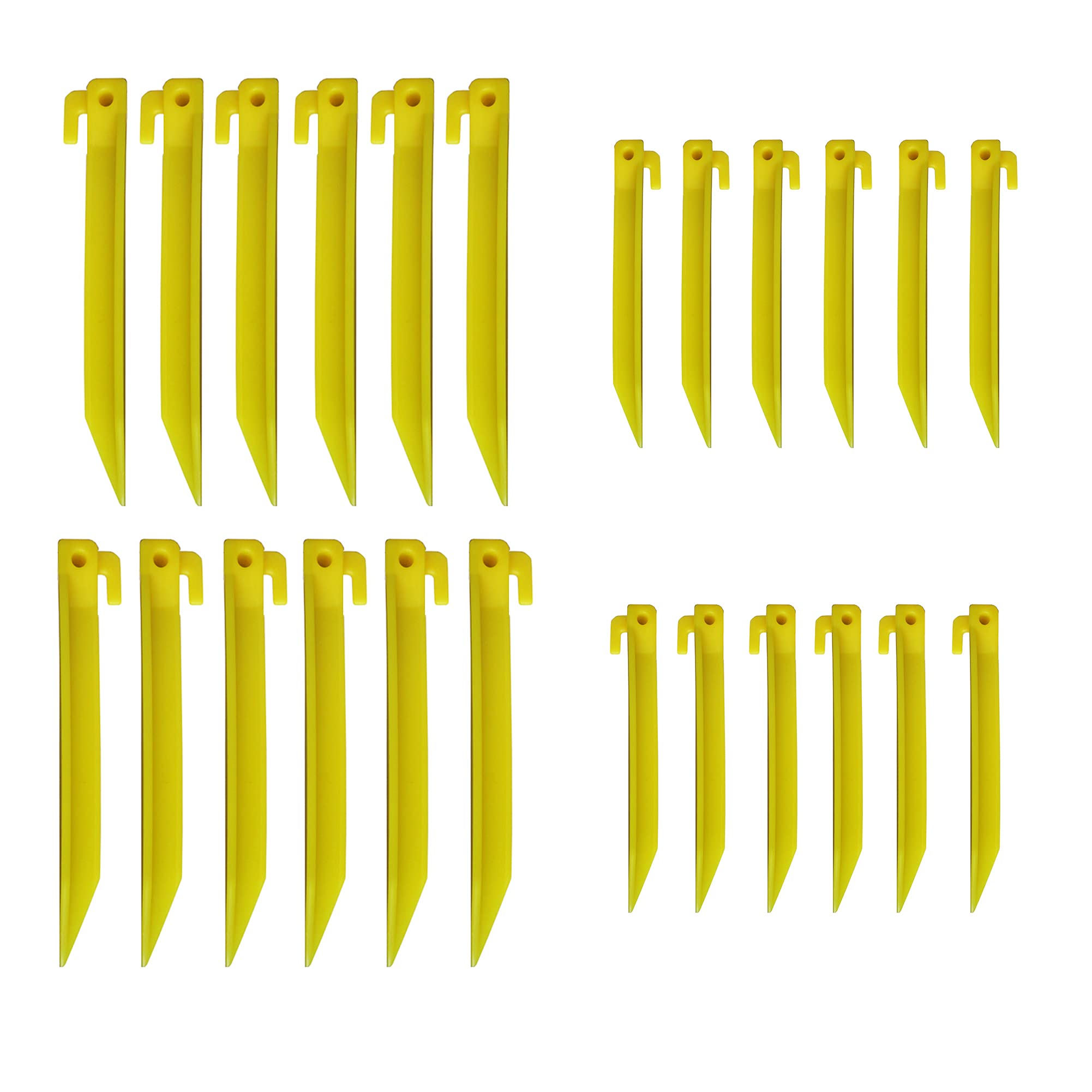 24Pcs Durable Tent Pegs Plastic Spike Hook Awning Camping Caravan Visual Marker,12X 6Inch + 12X 9Inch