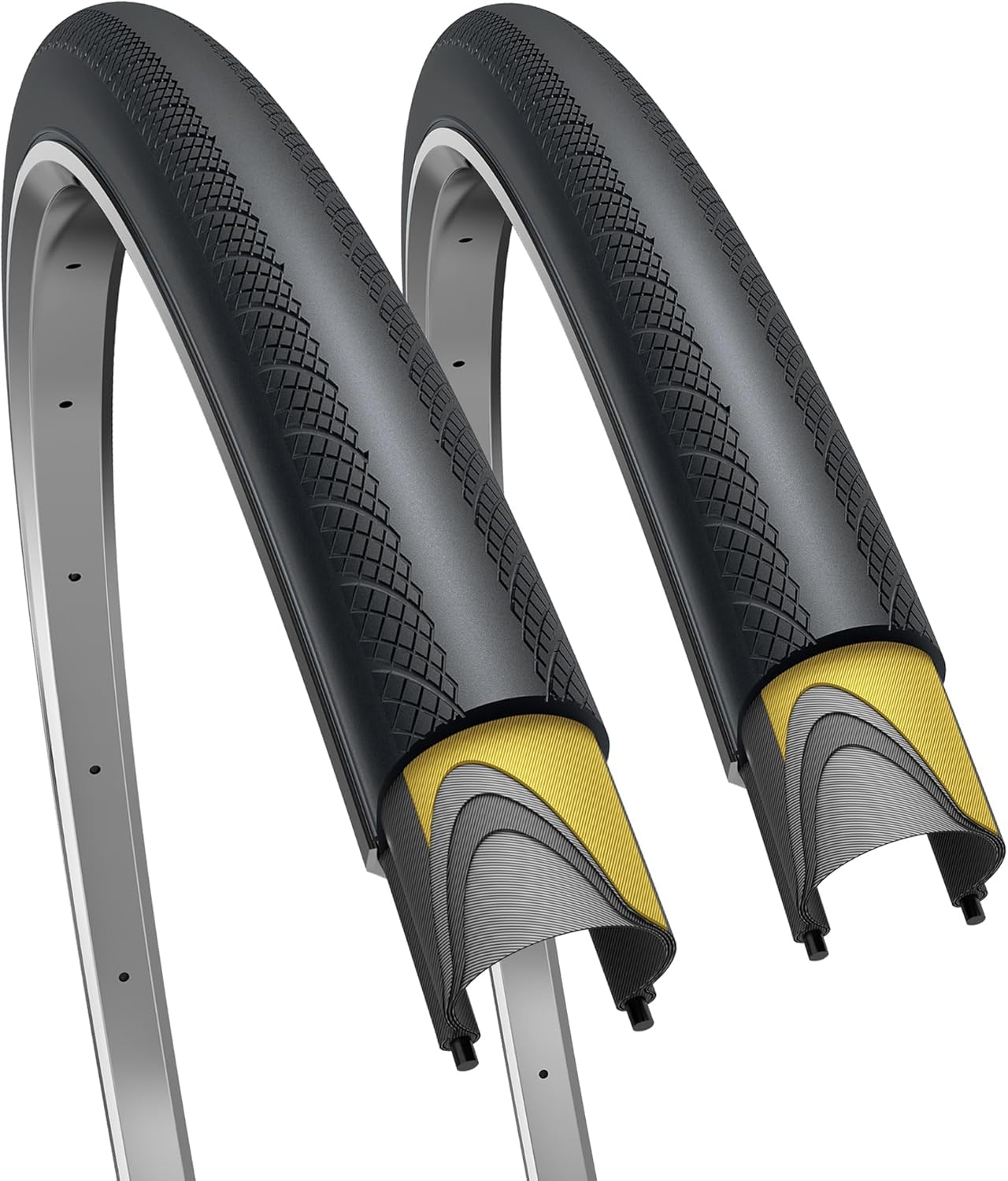 Fincci Pair 700X28C Tire 28-622 Foldable 60Tpi With 1Mm Antipuncture Protection For Cycling Race Road Racing Touring Bicycle Bik
