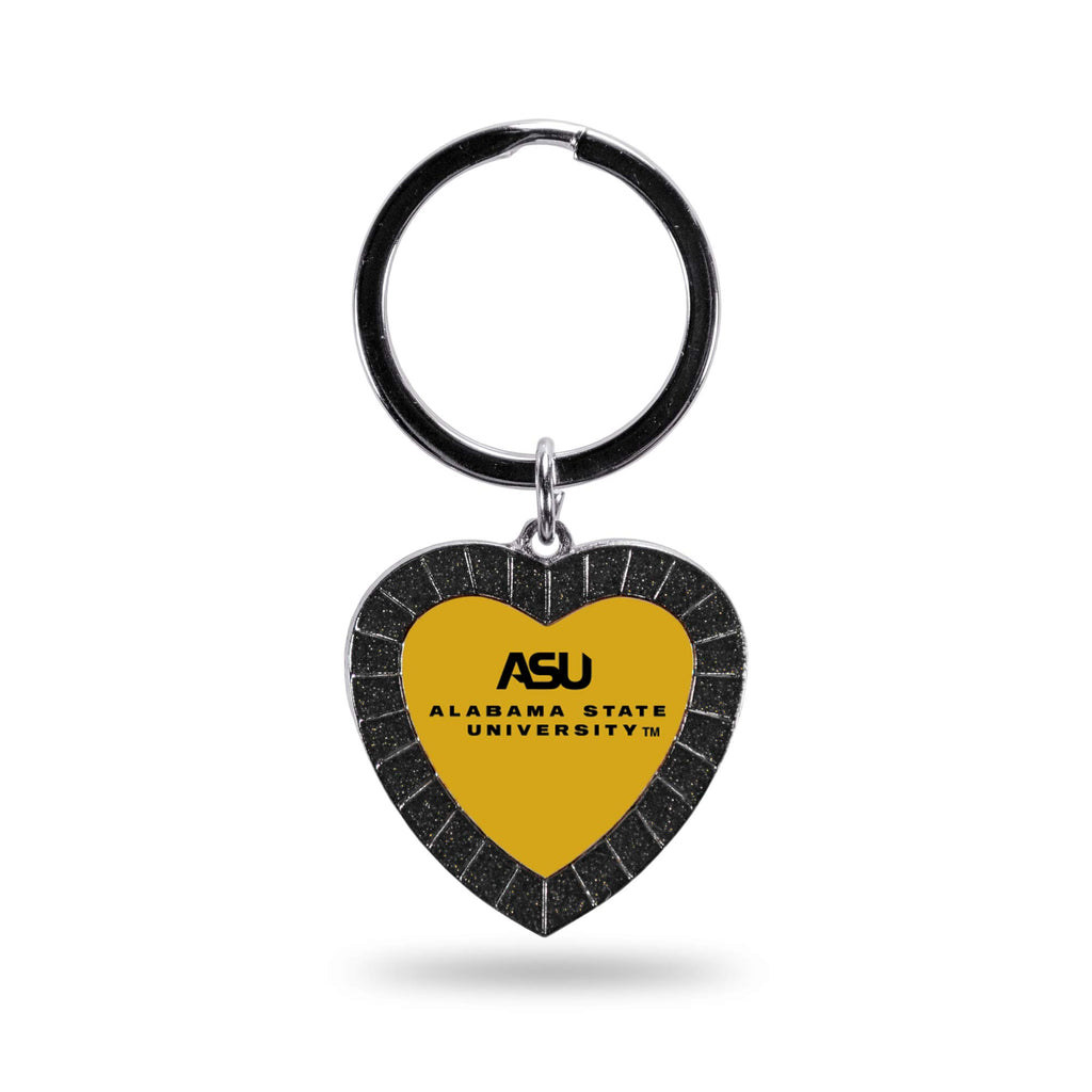 Rico Industries Ncaa Alabama State Hornets Ncaa Rhinestone Heart Colored Keychain, Black, 3-Inches In Length