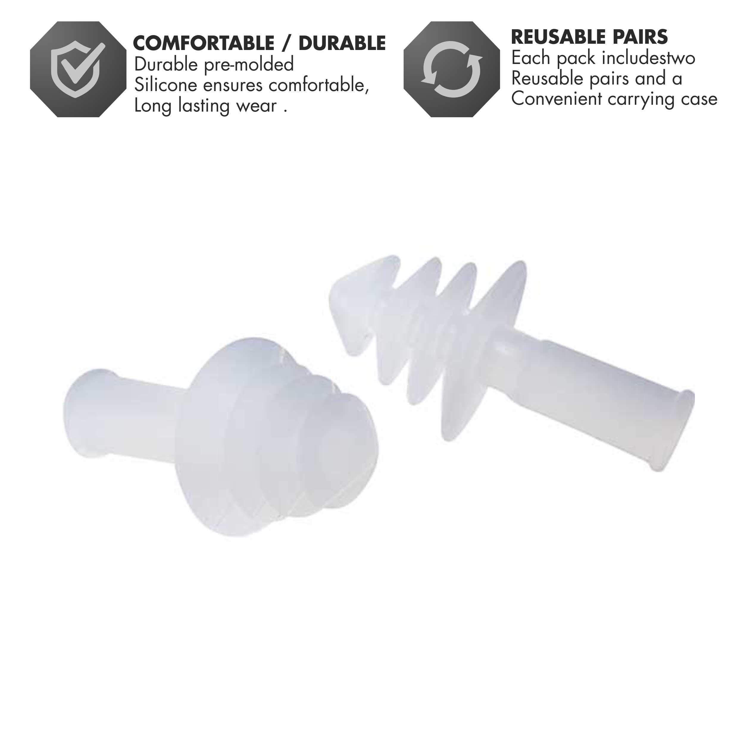 Tyr Ergo Flex Ear Plugs-4Pk Swimming Equipment, Clear, All