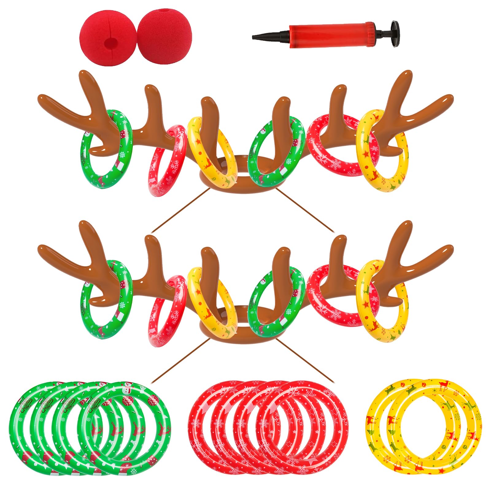 H-Style Christmas Games, 2 Sets Reindeer Antler Ring Toss Game For Christmas Party Games And Holiday Games Family Christmas Infl