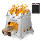 Lixada Camping Wood Stove Folding Lightweight Stainless Steel Wood Burning Backpacking Stove For Outdoor Cooking Picnic Hunting