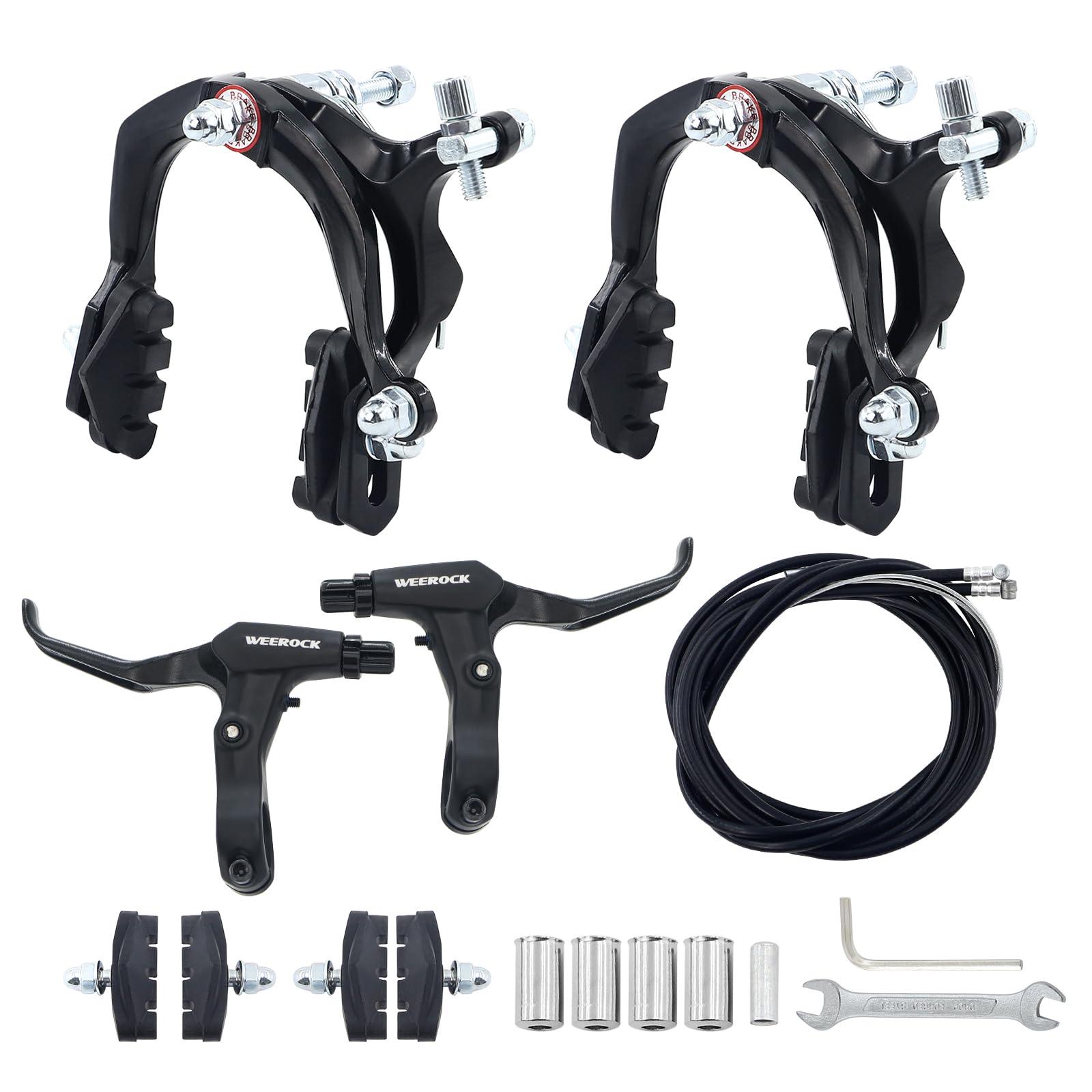 WEEROCK Bike Calip Brake Set, Front and Rear C Brake Set, Rim Brake Set with Aluminium Alloy Brake levers, Bike Cables for Kids 