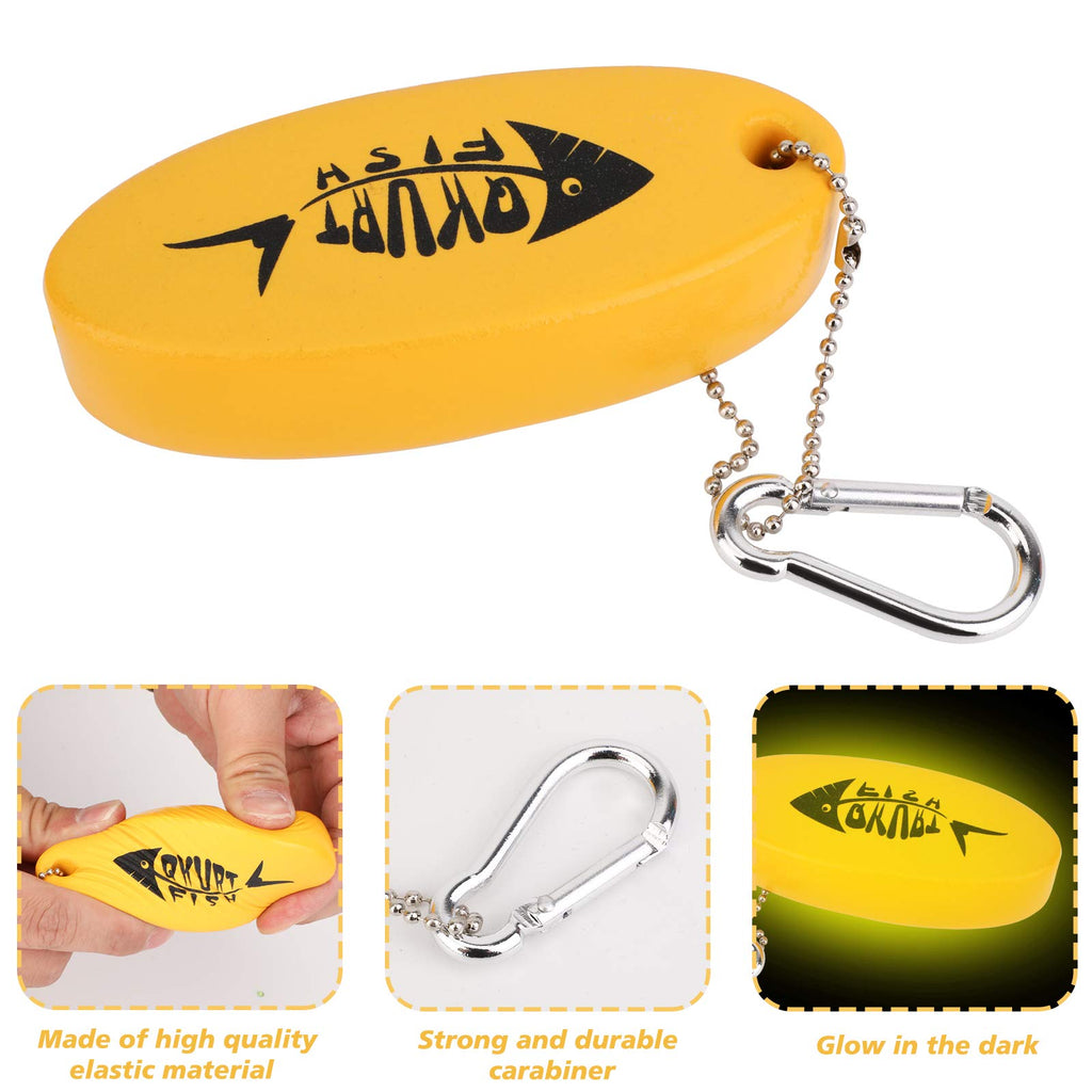 Qkurt 2 Pack Floating Keychain, Glow In The Dark Foam Floating Key Chain Lightweight Key Float Water Sport Accessories For Surfi
