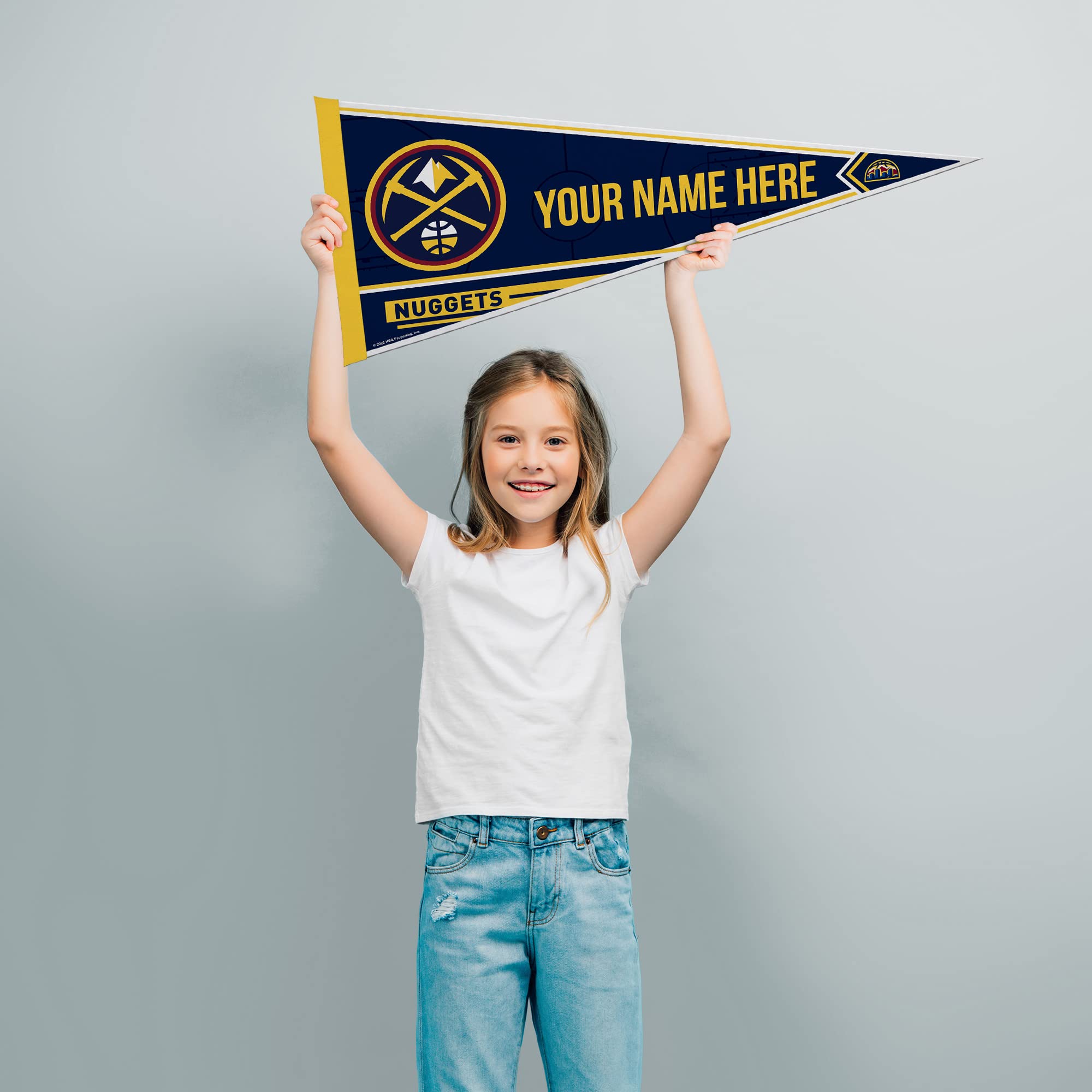Rico Industries Nba Basketball Denver Nuggets Personalized - Custom 12'' X 30'' Soft Felt Pennant - Ez To Hang