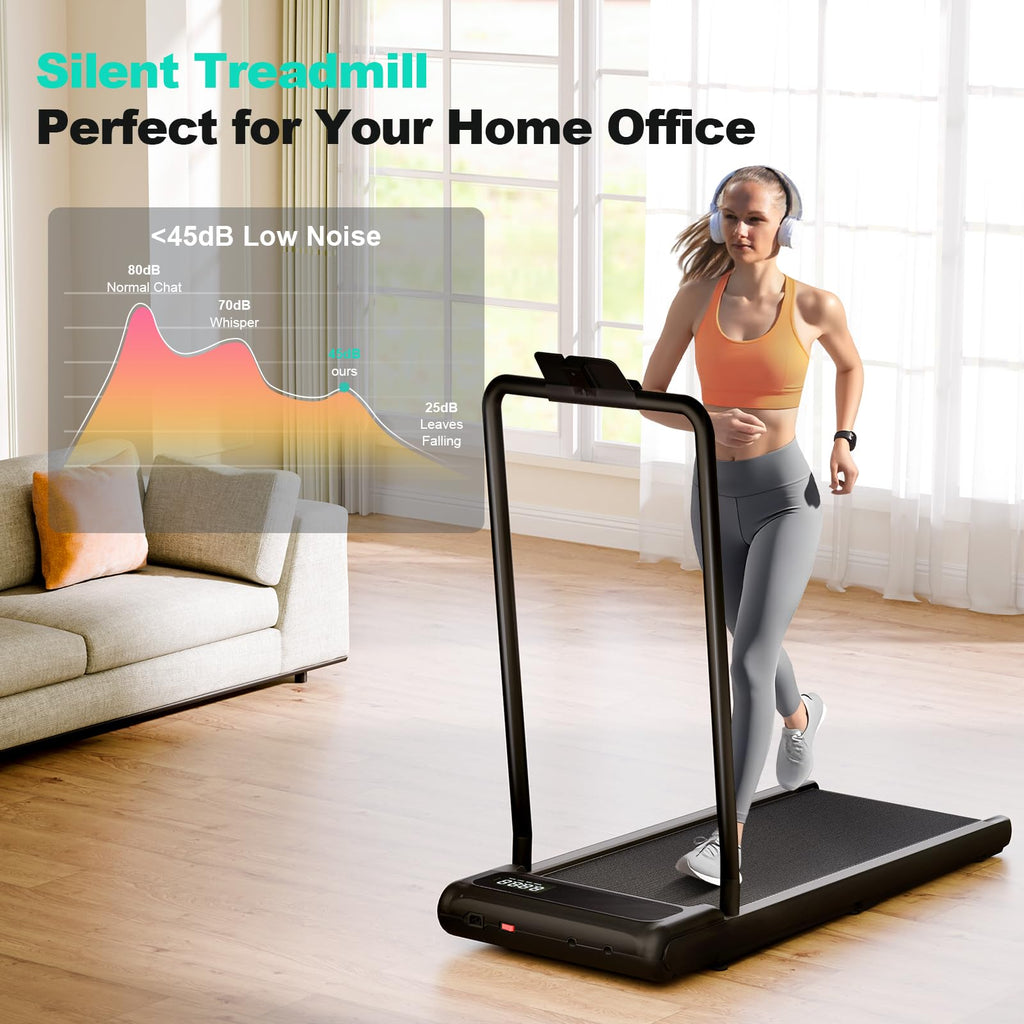 Walking Pad Treadmill, Walking Pad With Handle Bar, 2.5 Hp Under Desk Treadmills For Home Office, 3 In 1 Foldable Treadmills Sup
