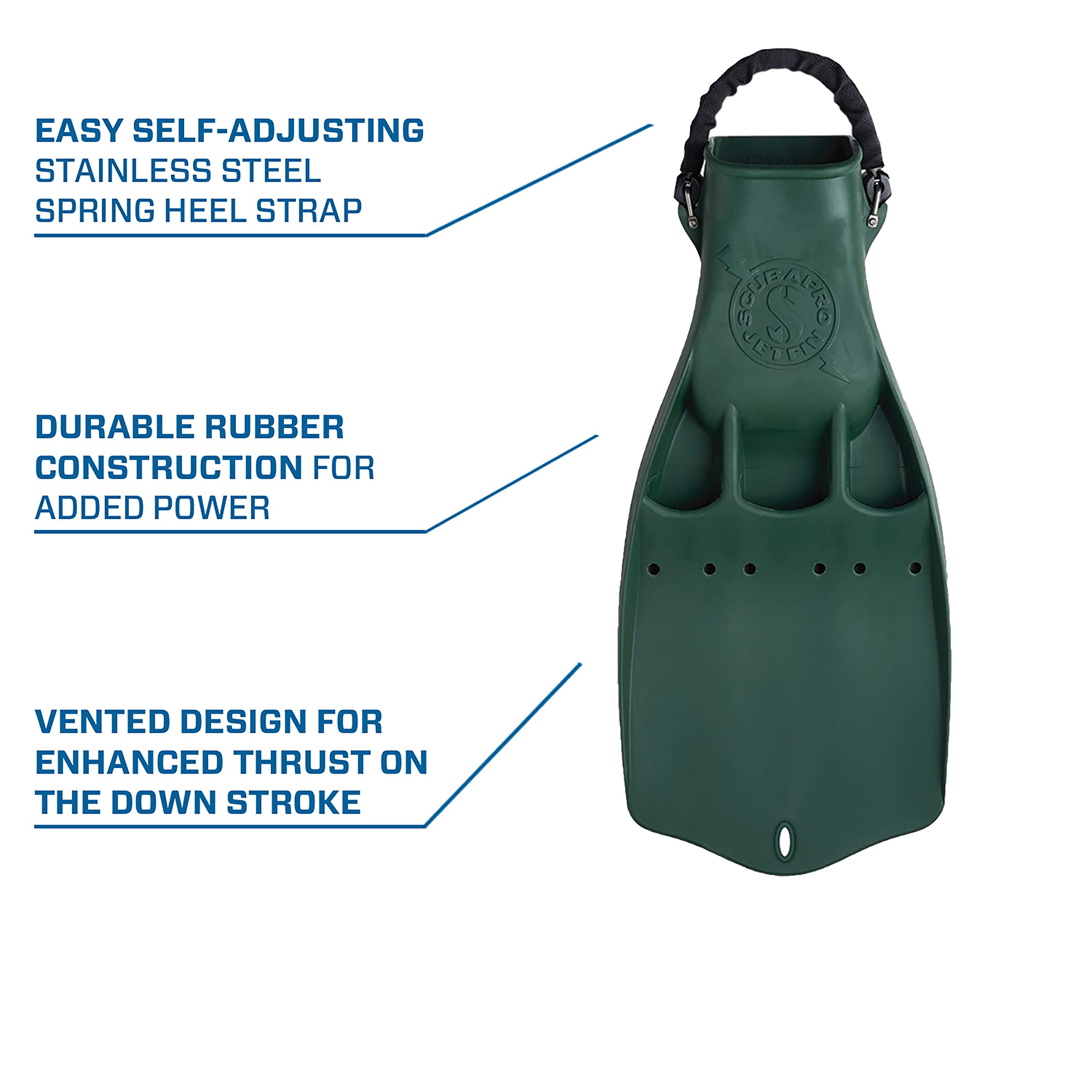 Scubapro Jet Diving Fin With Spring Heel Strap (Green, 2X-Large)