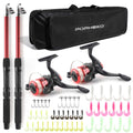 Telescopic Fishing Pole Reel Combo, 2Pcs 5.9Ft Collapsible Rods, 2Pcs Spinning Reels, Fishing Lures Hooks, Fishing Tackle Bag Al