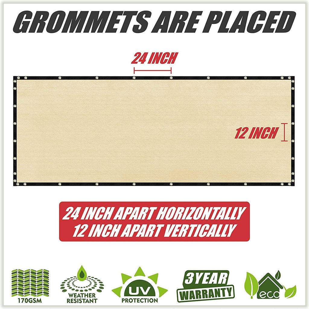 Colourtree Customized Size Fence Screen Privacy Screen Beige 8 X 172 - Commercial Grade 170 Gsm - Heavy Duty - 3 Years Warranty