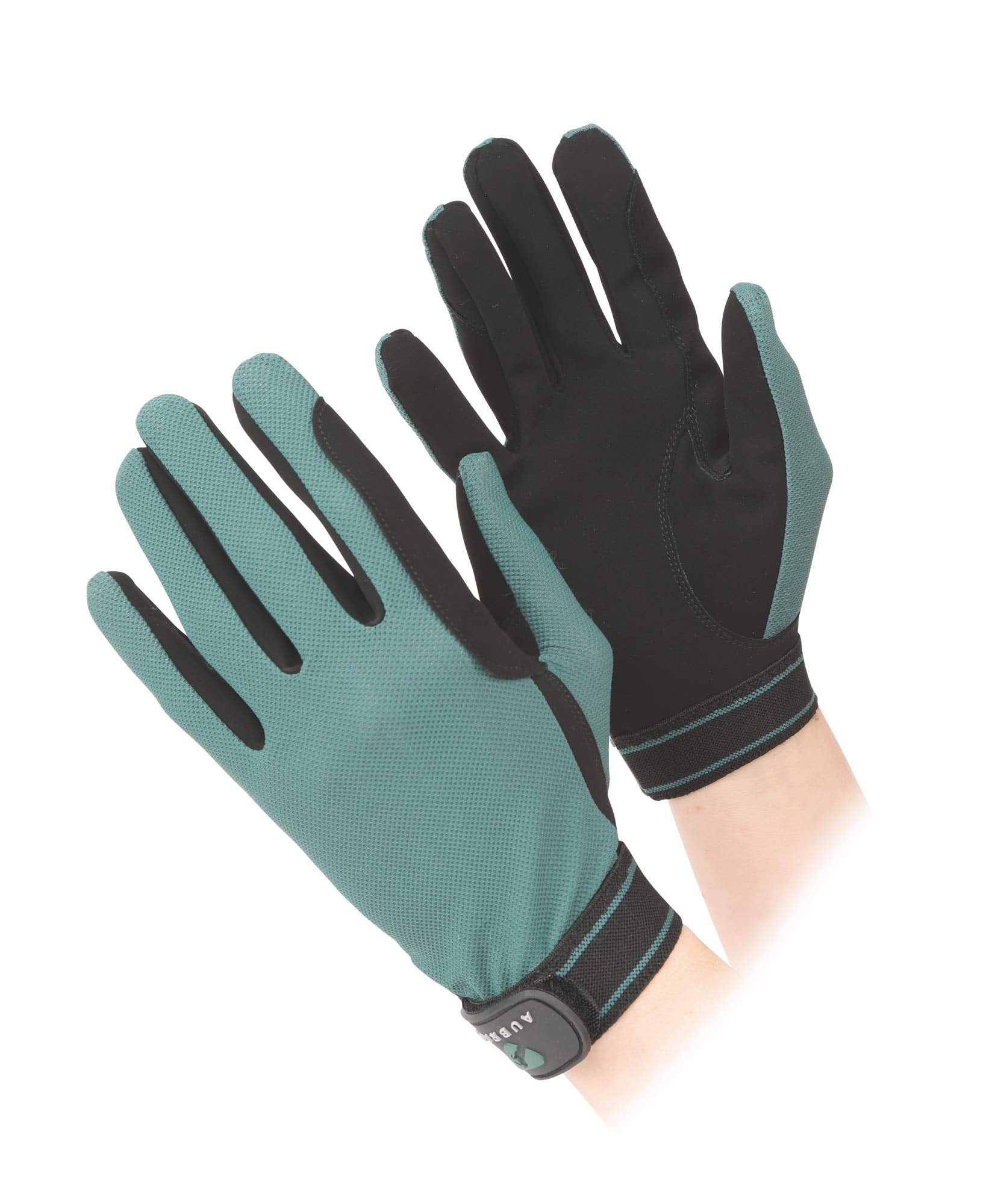 Shires Aubrion Mesh Riding Work Horse Riding Non-Slip Gloves (Green, Small)