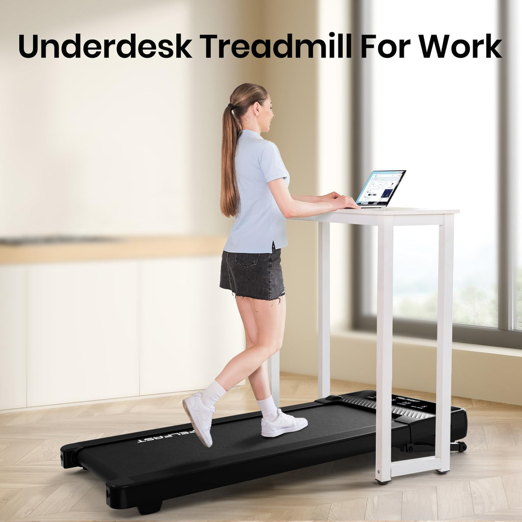 Felfast Walking Pad With 12% 6 Auto Incline, Under Desk Treadmill For Home Office W/Remote Control, 6 Hiit Mode, 265 Lbs Weight