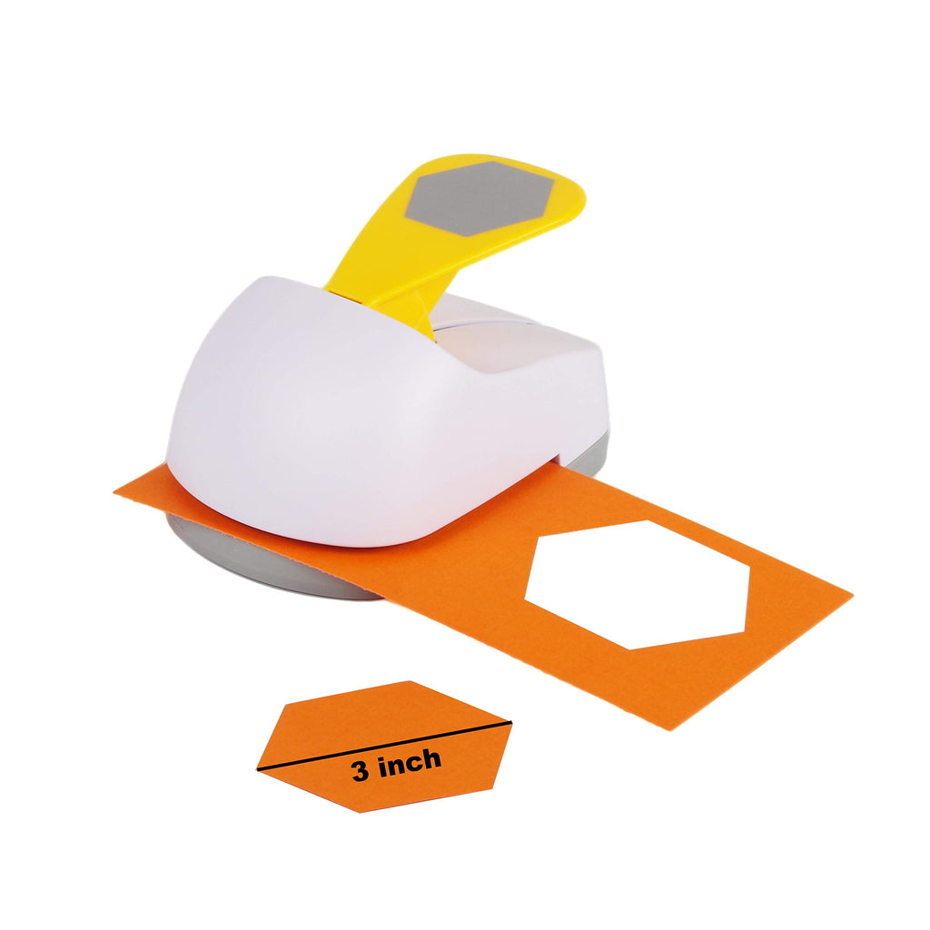 Craft Lever Punch 3 Inch Hexagon Punch Diy Handmade Paper Punch (White 3Inch Hexagon)