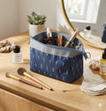 Naylon Cosmetic Toiletry Makeup Pouch With Portable Travel Multipurpose WaterResistant Zipper Makeup Brush Bags  Blue Leaf Asp