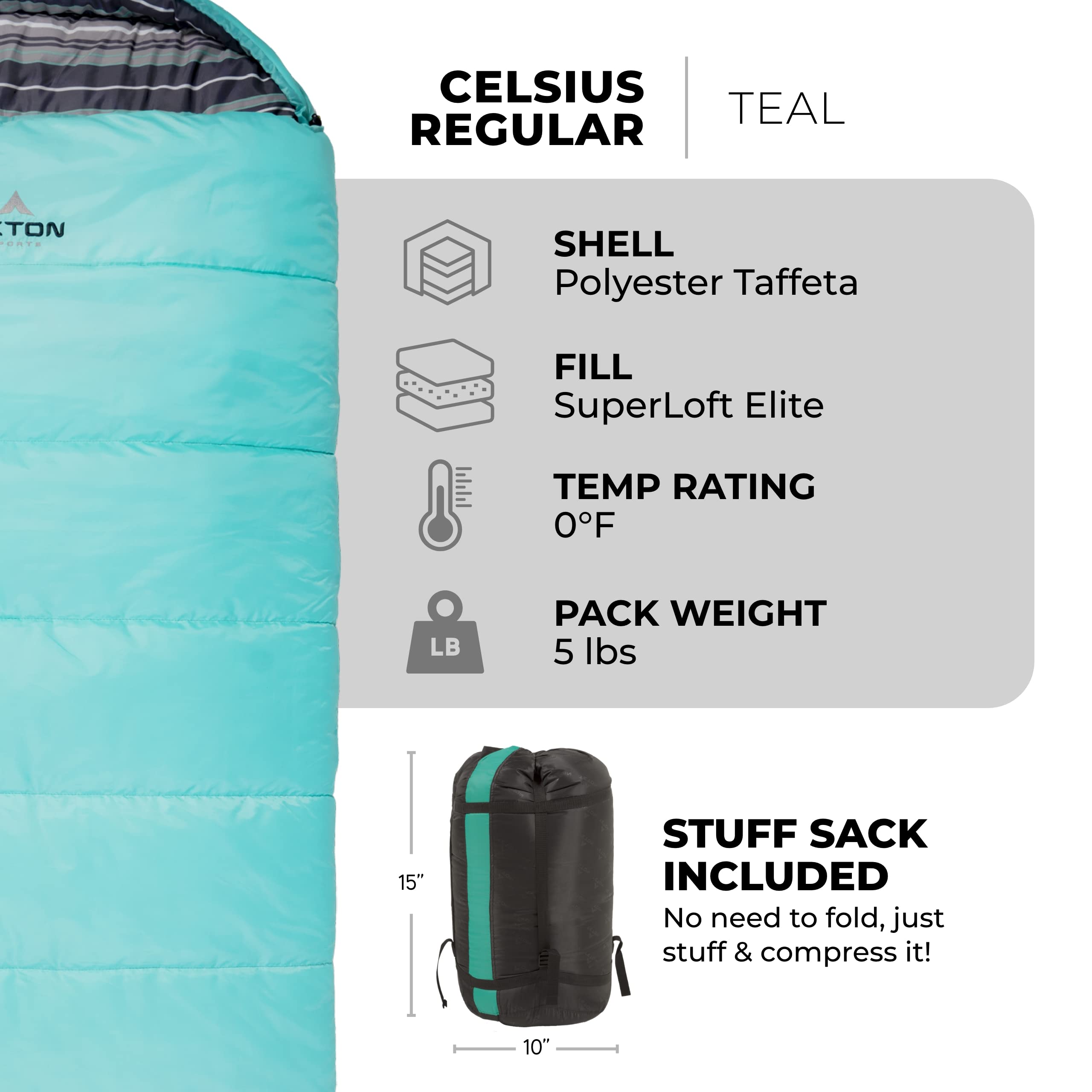 Teton Sports Celsius Regular Sleeping Bag; Great For Family Camping