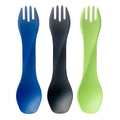 humangear GoBites Uno 3-Pack | Travel & Camping Utensils | Portable & Convertible Dining Ware | Multi-Functional Spork | Blue/Gr