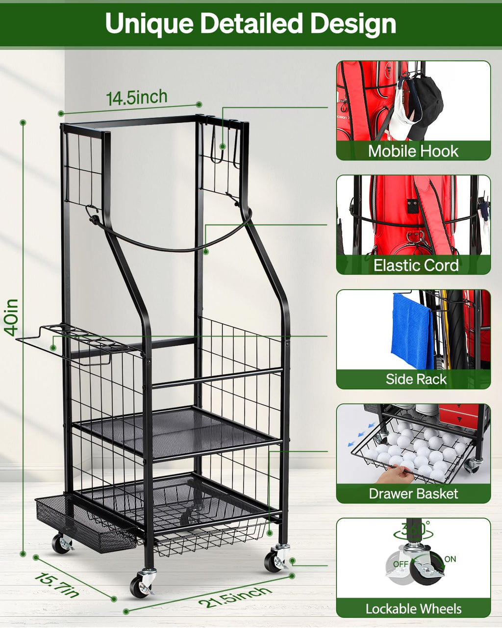 Fhxzh Golf Bag Storage Rack For Garage, Organizer Stand For Golf Accessories And Equipment, Golf Club, Shed, Basement