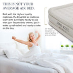 King Koil Luxury Queen Size Air Mattress With Built-In Pump, Plush Top, Home Camping Guests Inflatable Airbed, Double High Blow