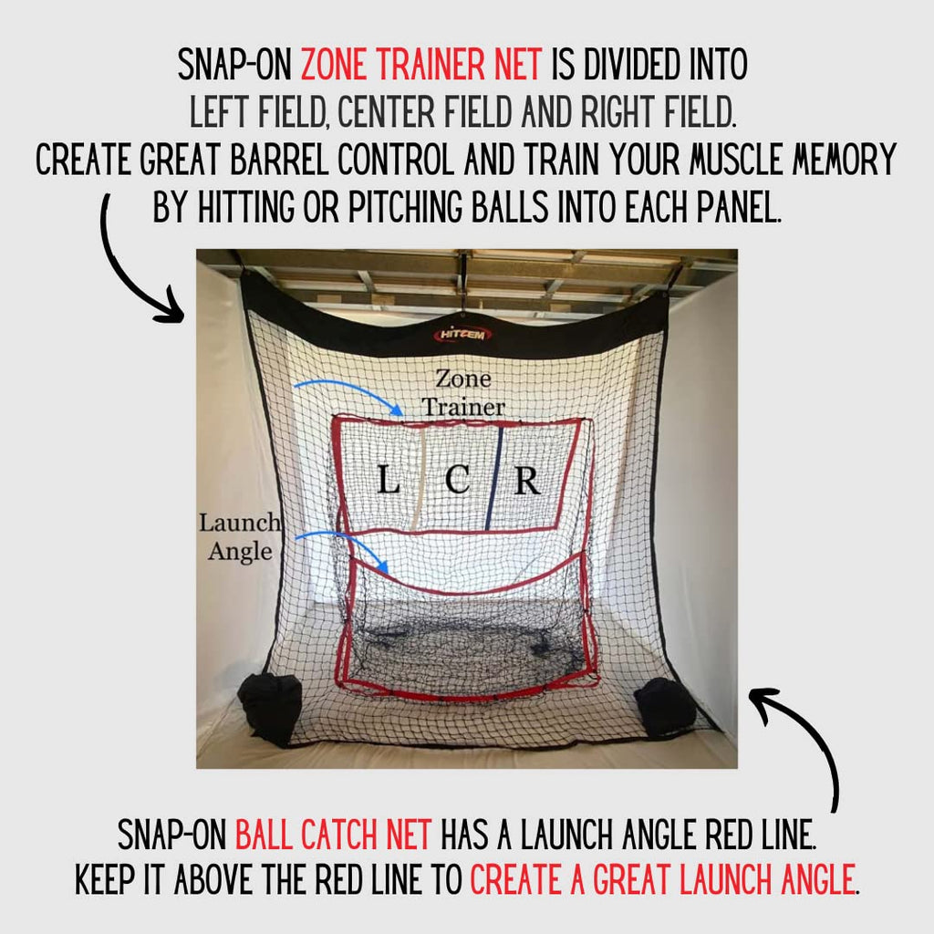 Hitzem: Baseball Net & Softball Net - Hitting/Pitching Net - Practice Batting Net Attaches And Hangs On Garage Door - Hitting Ne