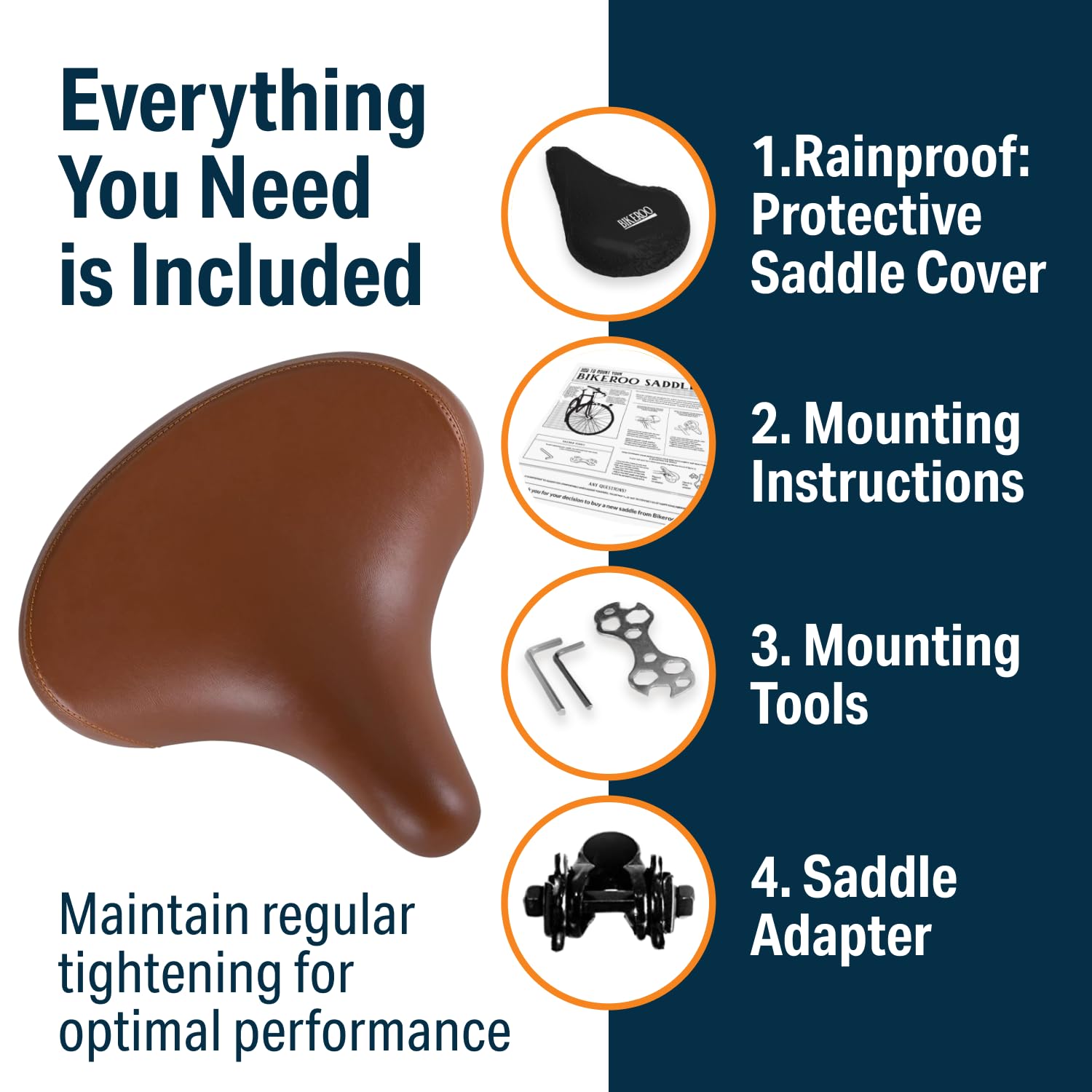 Beach Cruiser Bike Seat - Extra Wide Bicycle Saddle [Stylish And Soft] Replacement Bike Saddle For Women And Men (Vintage Brown)